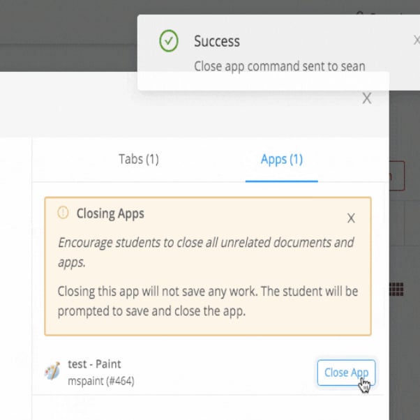 Close app button (specific to Windows)