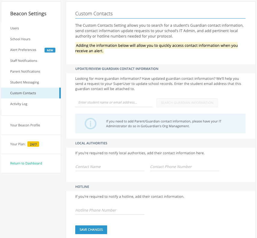 Custom Emergency Contact Numbers user interface used to add emergency contact information, Hotlines, and local…