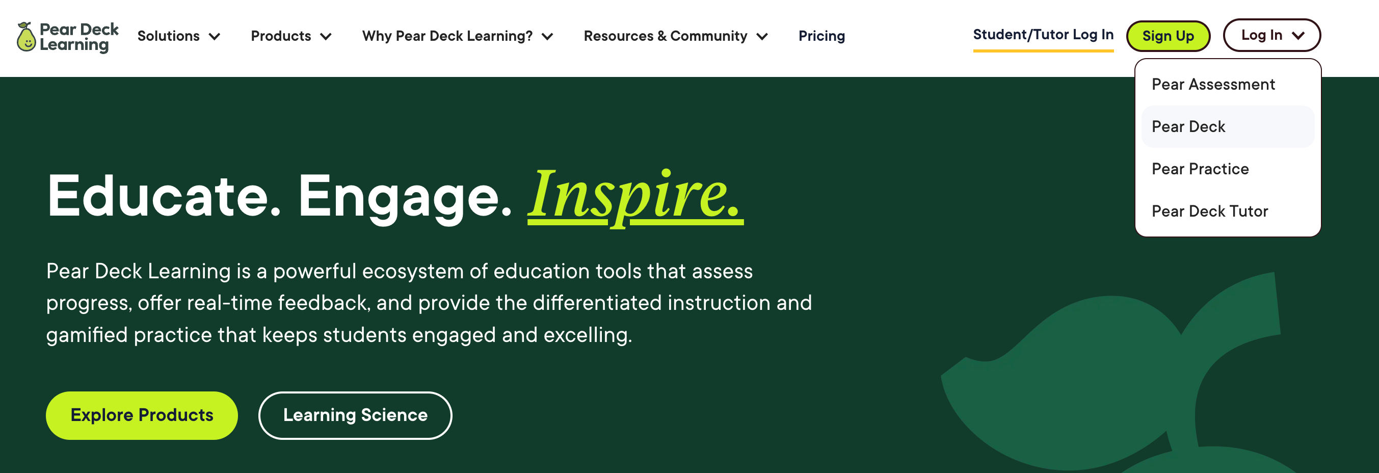 Teacher login button, red arrow