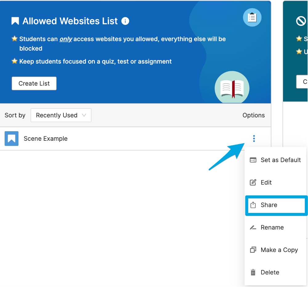 Click on the kebab drop-down menu and then click on "Share" to send it to a teacher's email address.