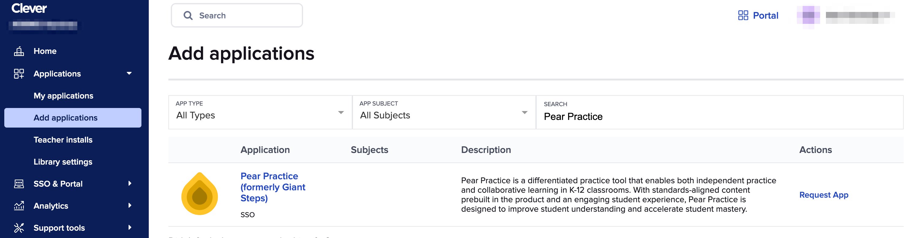 Request the Pear Practice app in Clever.