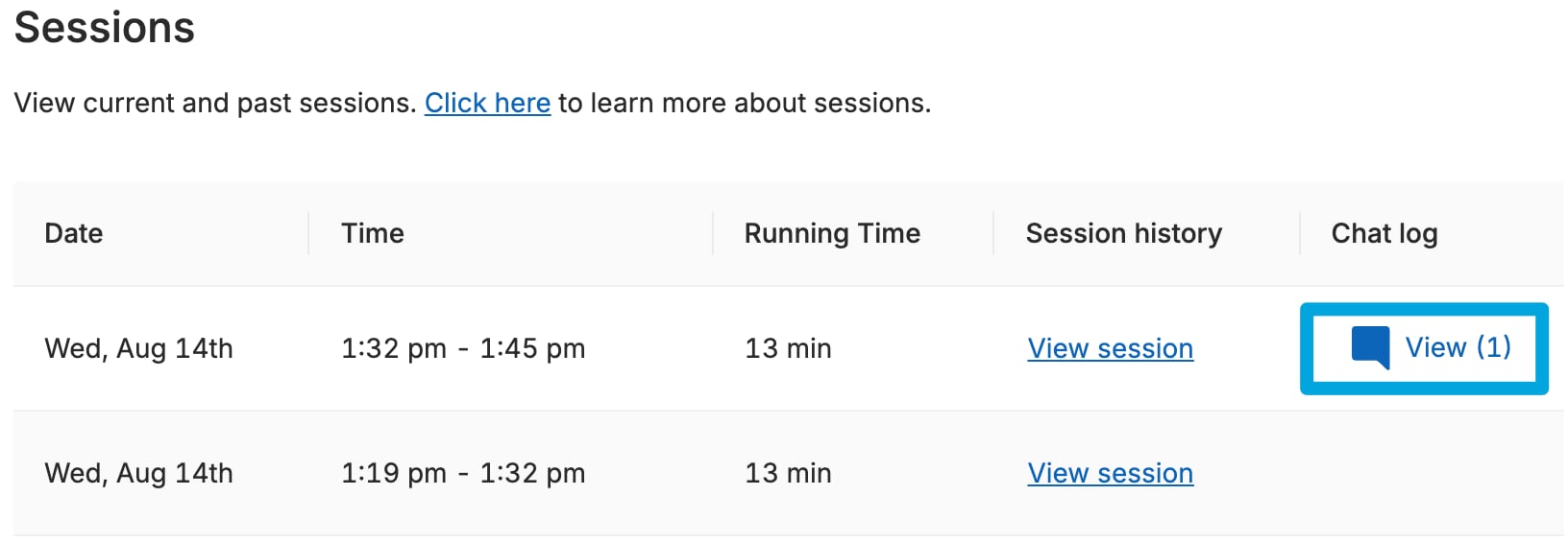 Review Past Sessions