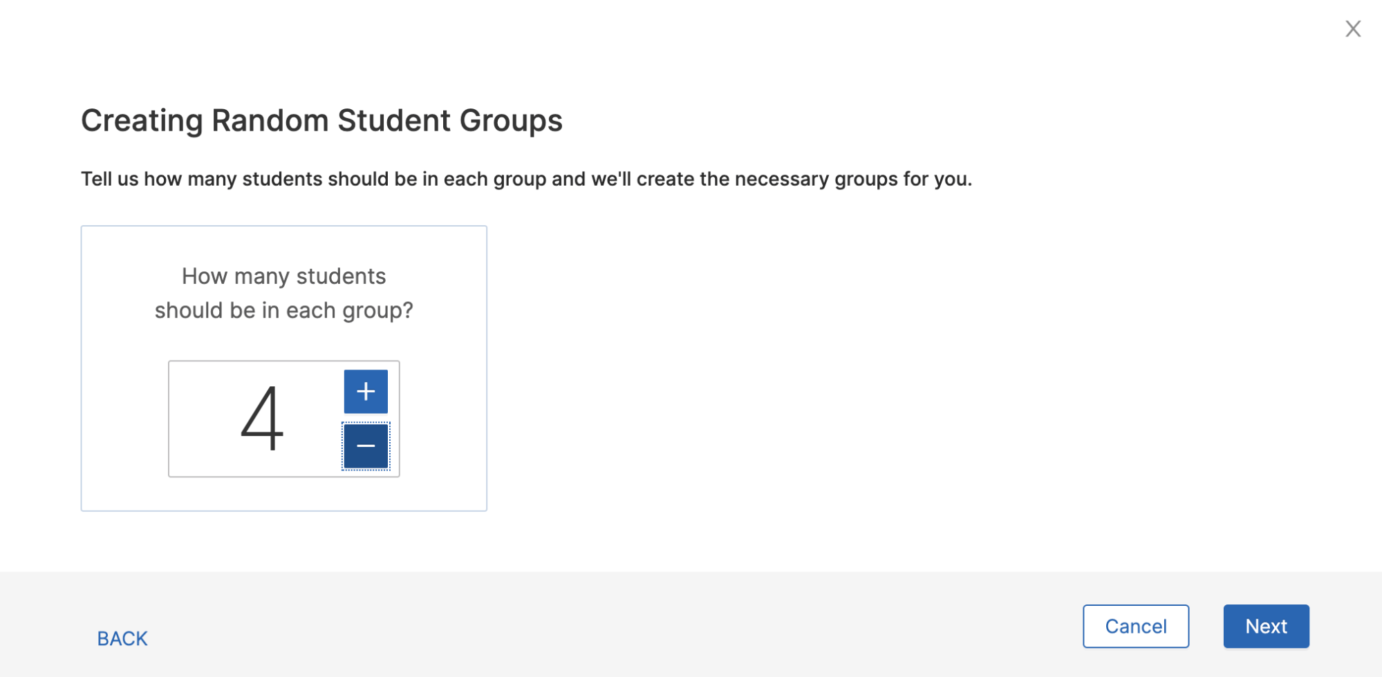 Creating Random Student Groups interface with a number entry for adding a certain amount of students