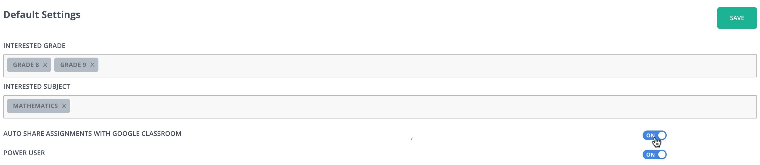 Enable auto-share of Pear Assessment scores with Google Classroom.