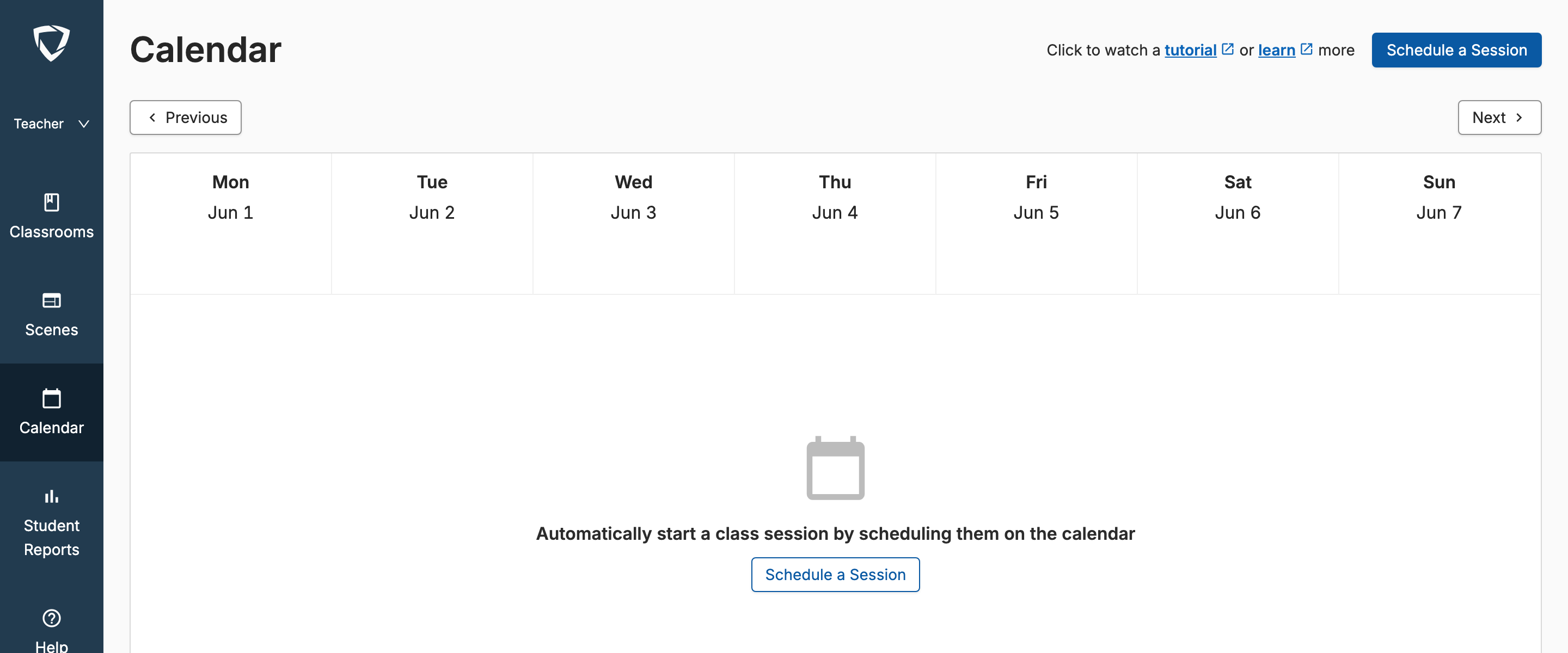 GoGuardian Teacher Calendar showing scheduled sessions