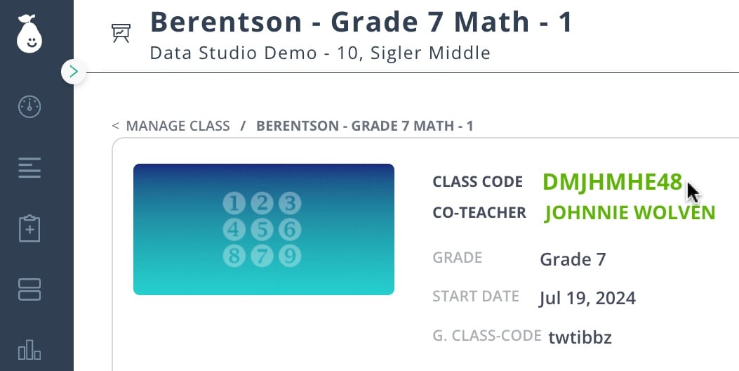 A class's code.