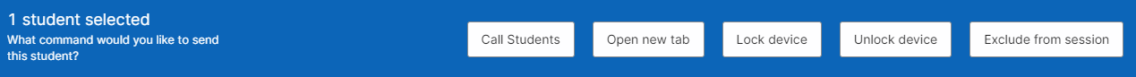 Commands for Students selected
