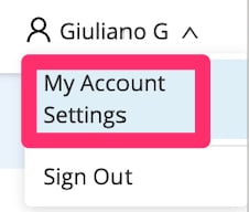 Account Settings highlighted on Teacher profile