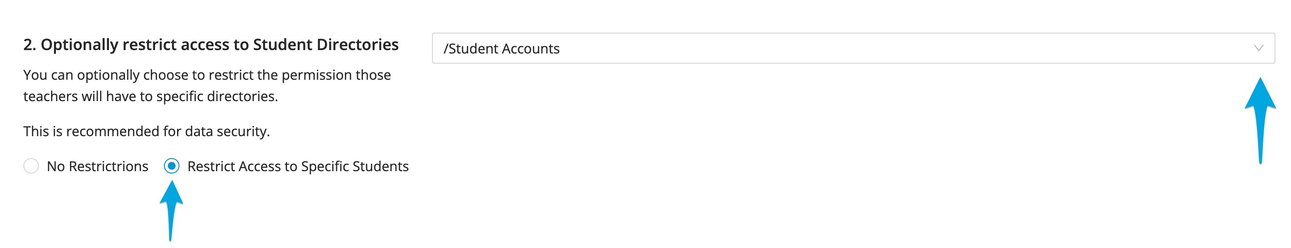 Restrict access to Student Directory selection