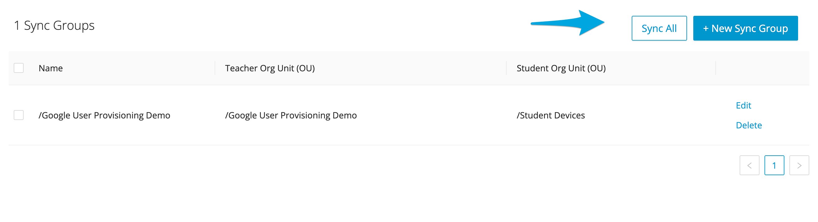User Provisioning interface showing the Sync All option