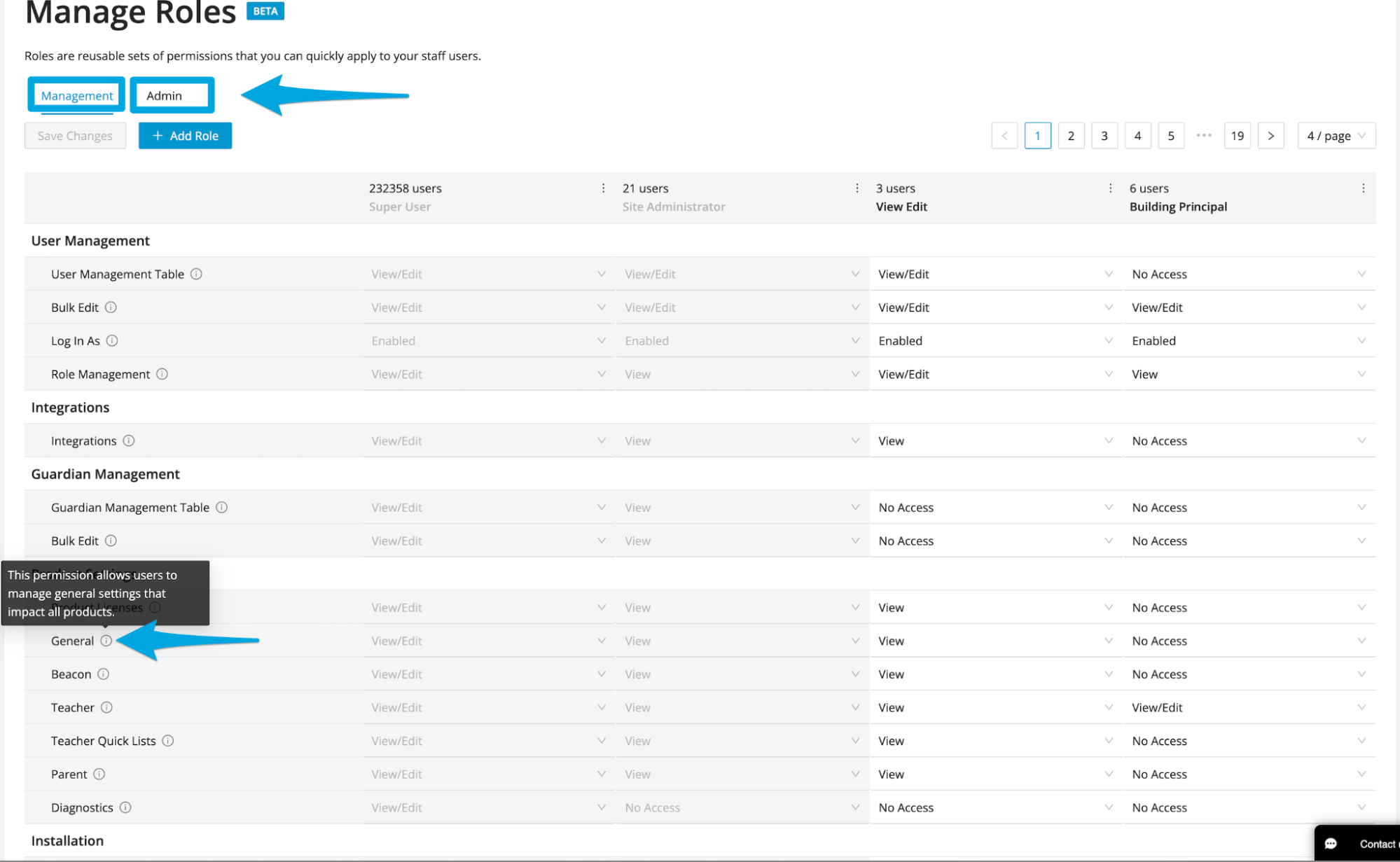 RBAC Manage Roles: User Management and Admin Roles Settings