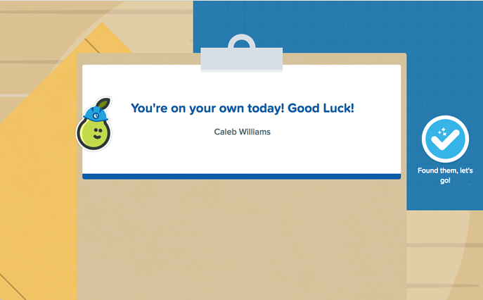 Flashcard Factory window showing initial student view after joining the game wishing them good luck