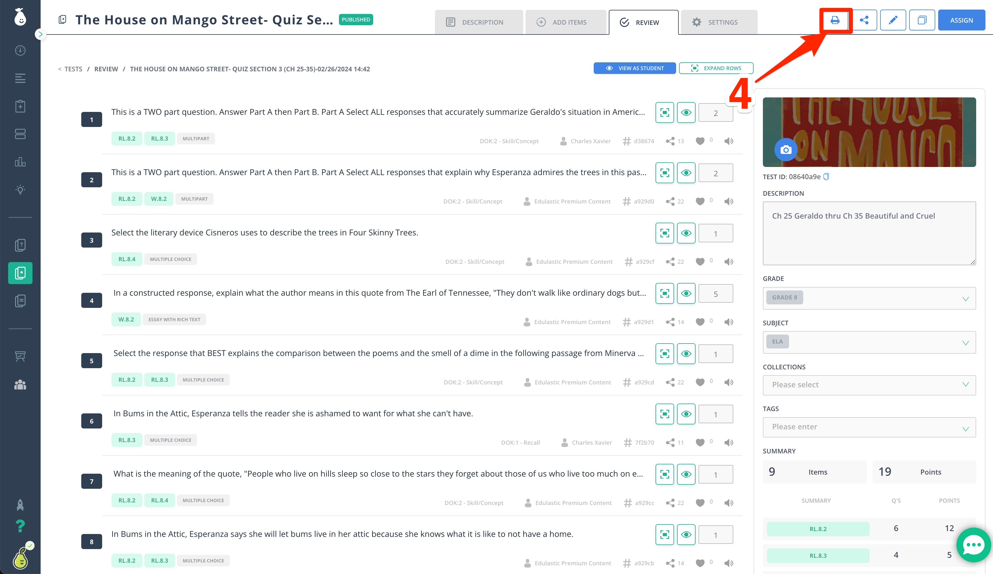 Locating the print button