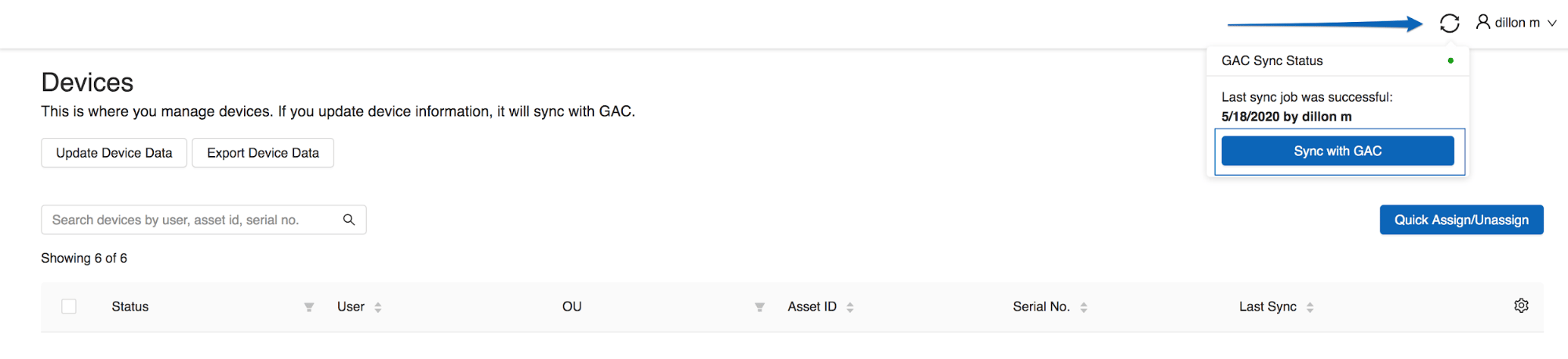 Fleet "Sync with GAC" button