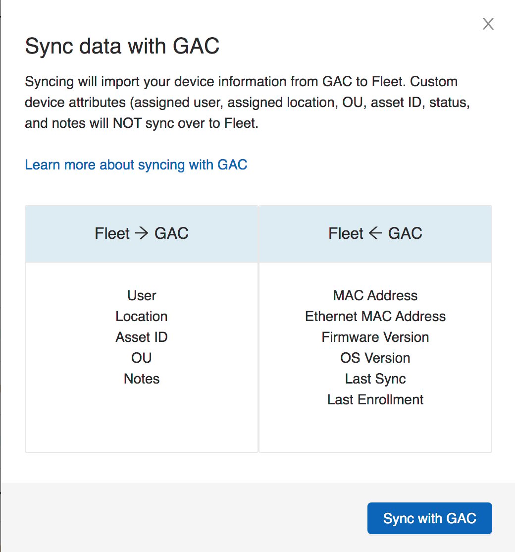 Sync data with GAC: Flow of information chart
