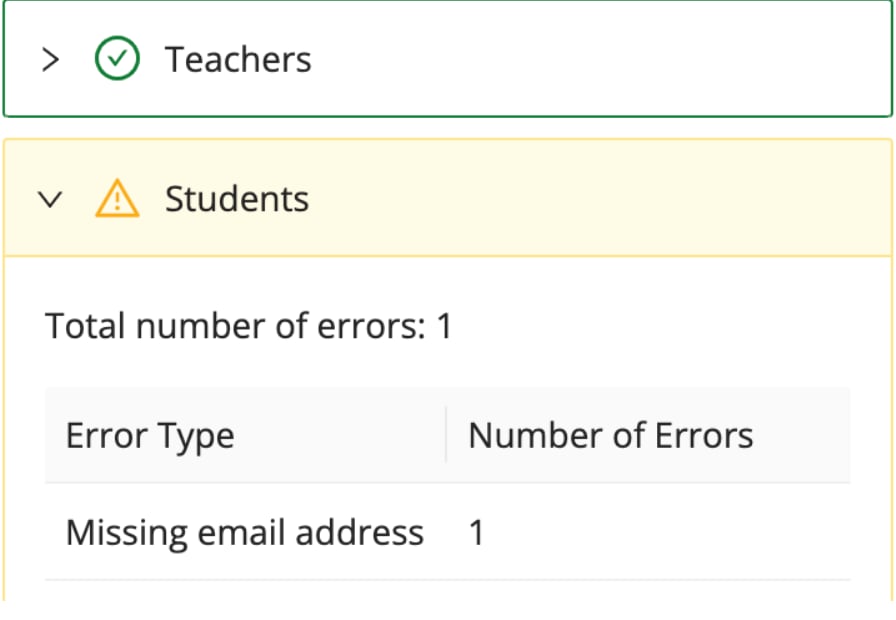 Integration Error showing missing student email address error