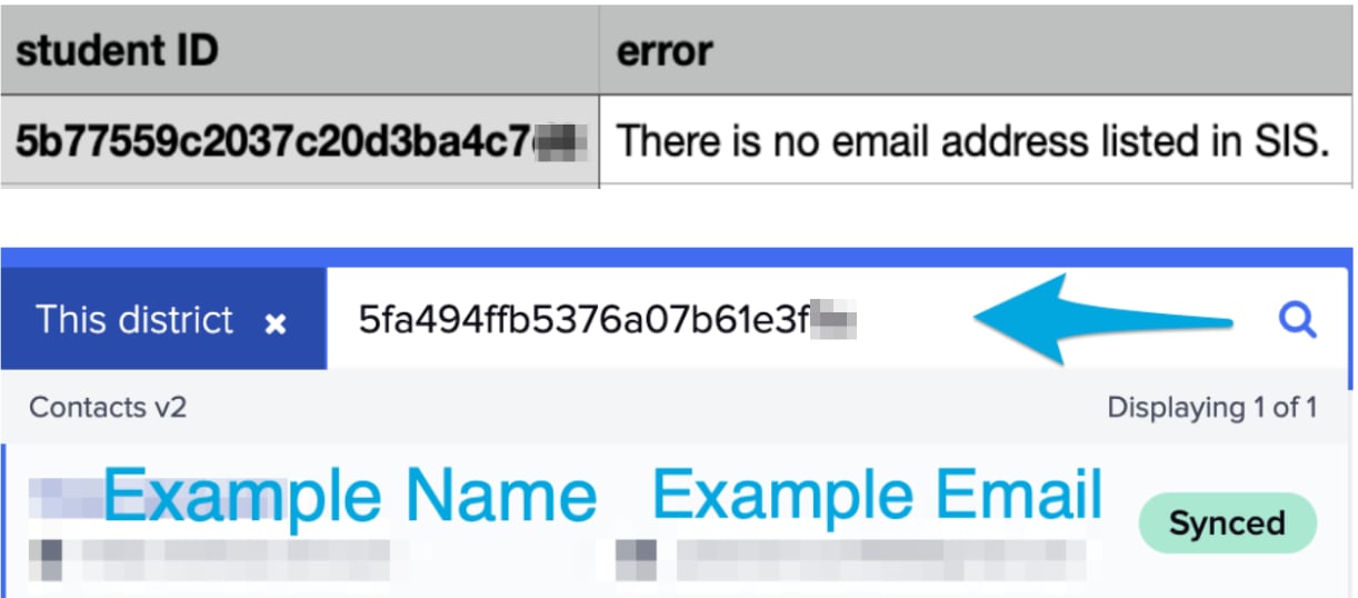 Student reference ID in error logs being used to search in Clever/ClassLink portal