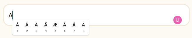 By pressing down on the letter key, students can see all available accent marks for the letter.