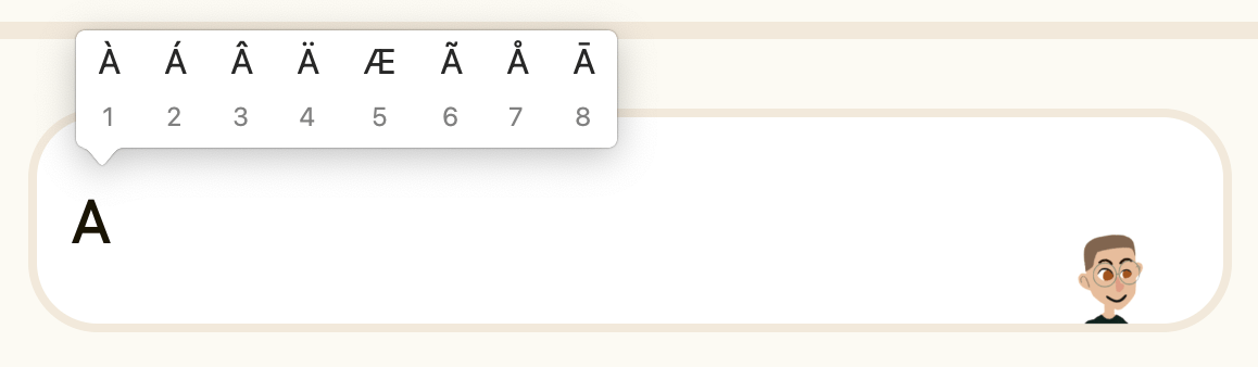 By pressing down on the letter key, students can see all available accent marks for the letter.