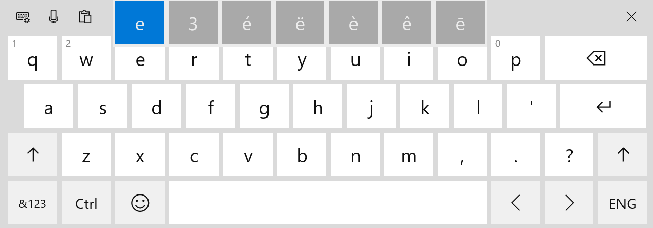 By pressing down on the letter key, students can see all available accent marks for the letter.