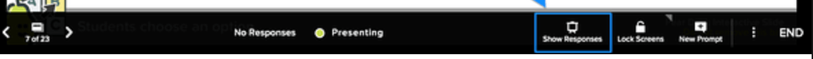 Arrow pointing to to Show Responses button in Projector View