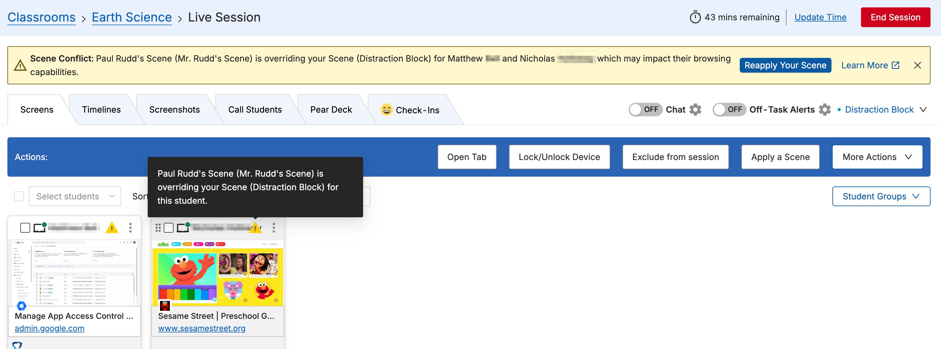 Scene Conflict Notification