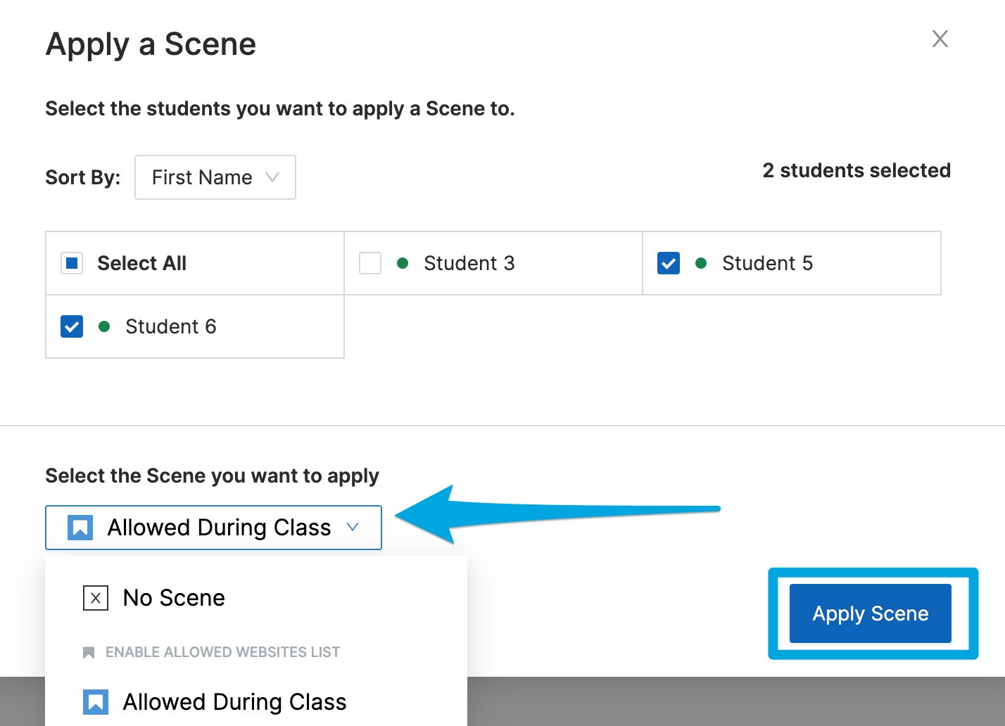 Apply a Scene to a Group