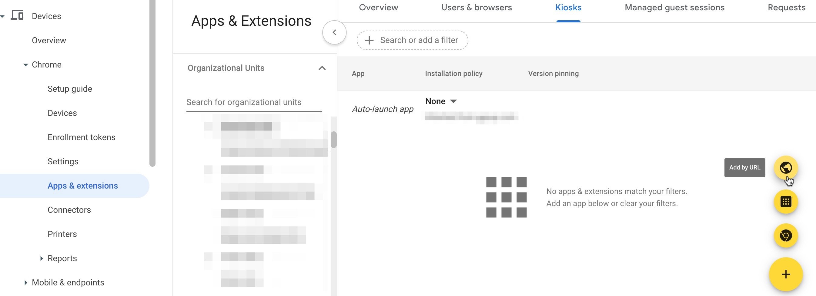 Click Add by URL to add the Pear Assessment Kiosk Mode app.