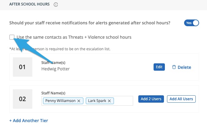 Create a Separate Escalation List for Threats and Violence Alerts