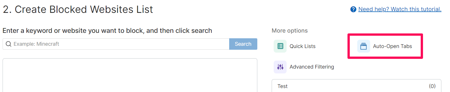GoGuardian Teacher Block Scene editing interface highlighting the 'Auto-Open' feature