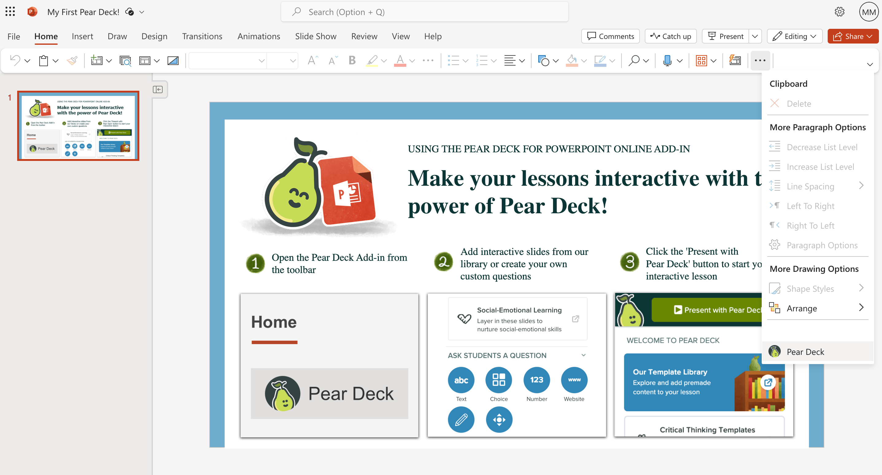 Ppt, home, more options, pear deck, with arrows-1