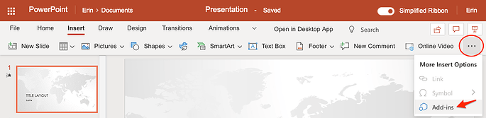 Ppt, insert, more options, add-ins