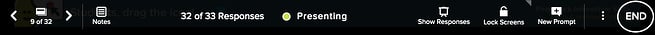 Projector view navigation bar with the button entitled end circled in white