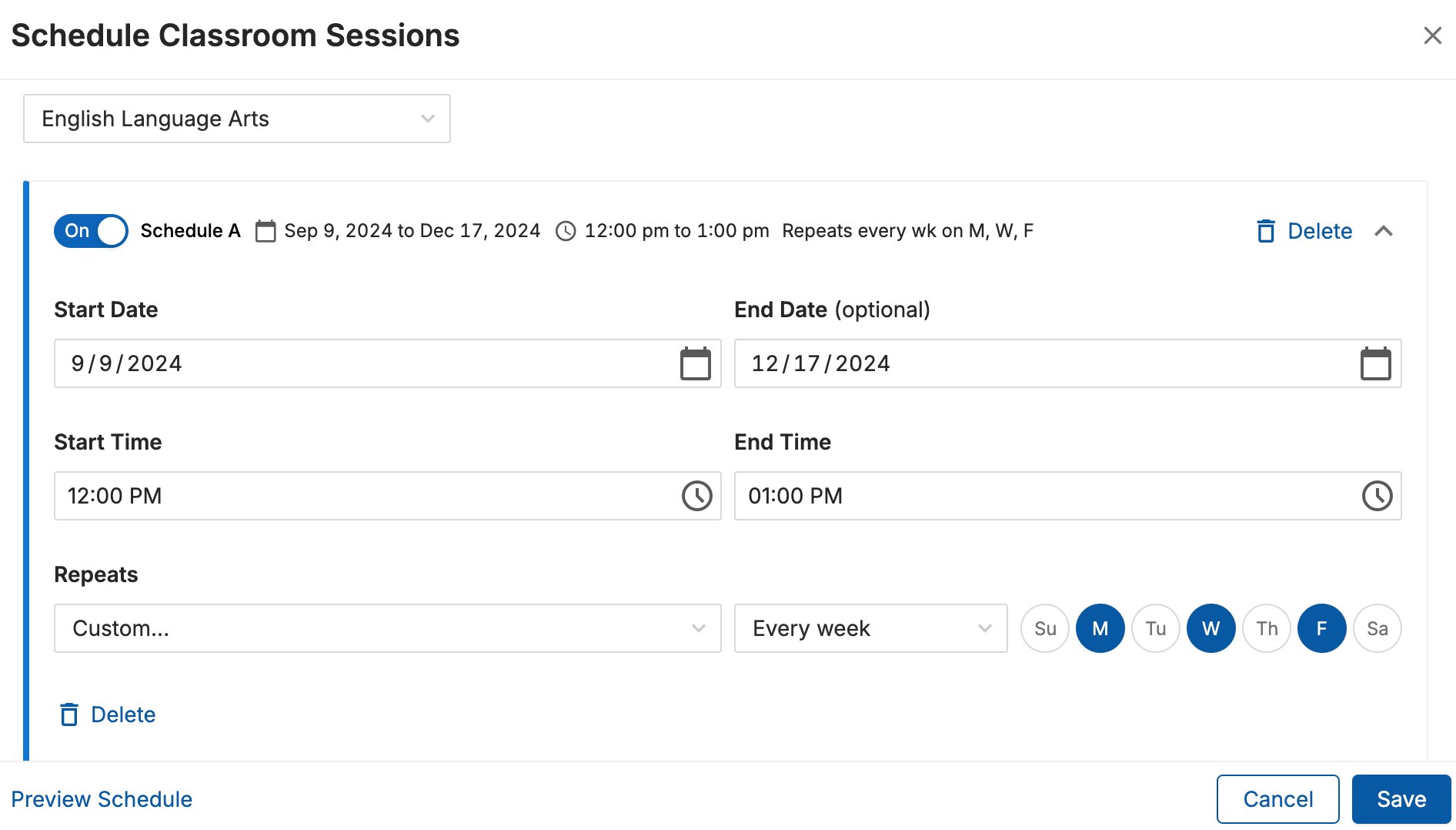 Set Up a Scheduled Session