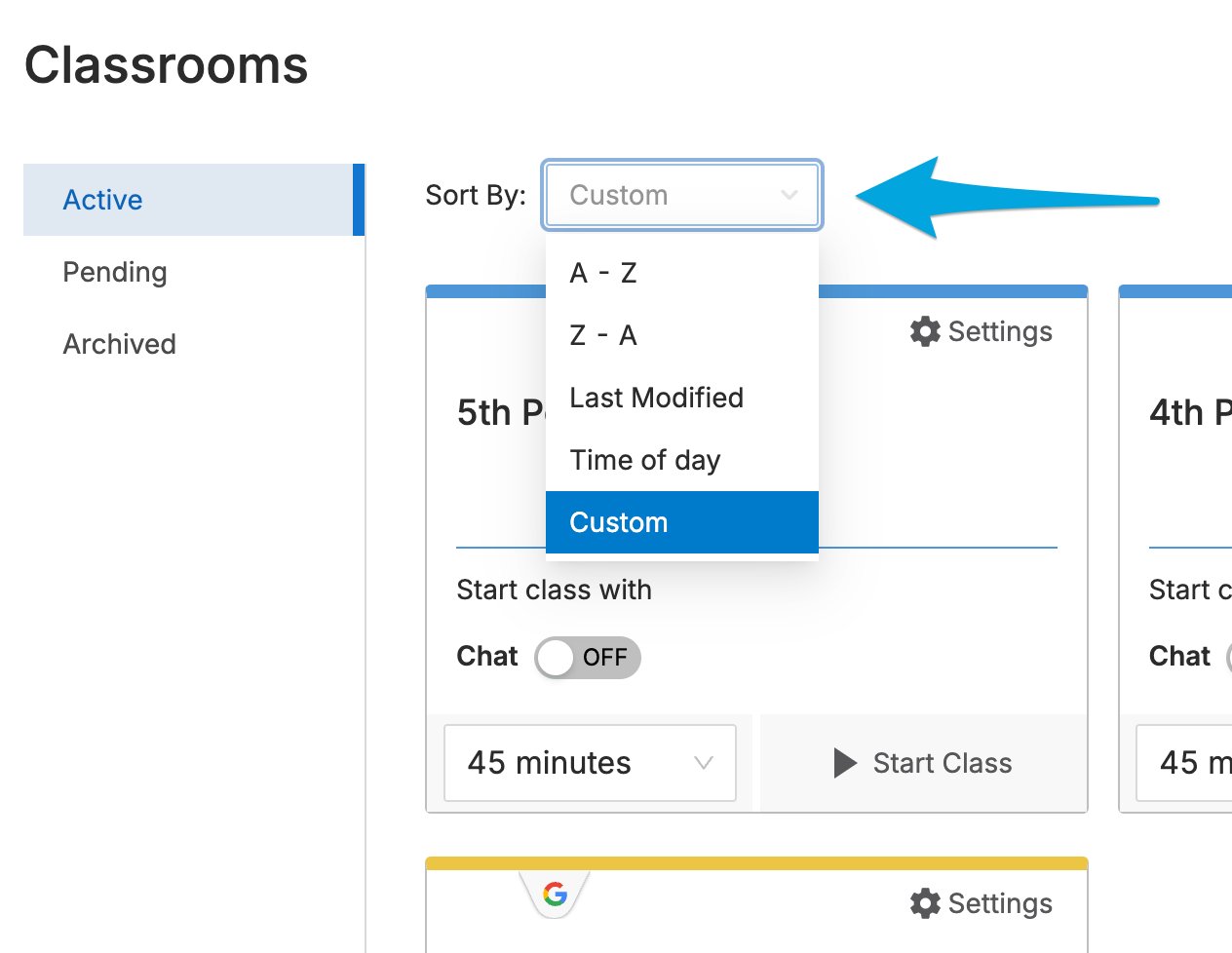 Select a sort method.