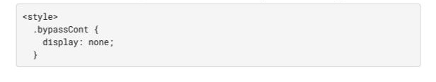 CSS code that hides the Bypass button on the custom block page