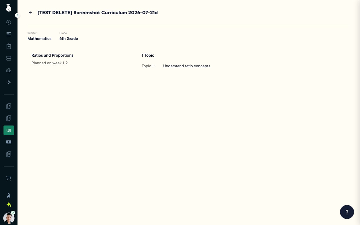 Open curriculum showing its modules, topics, and pacing in the teacher's read-only view
