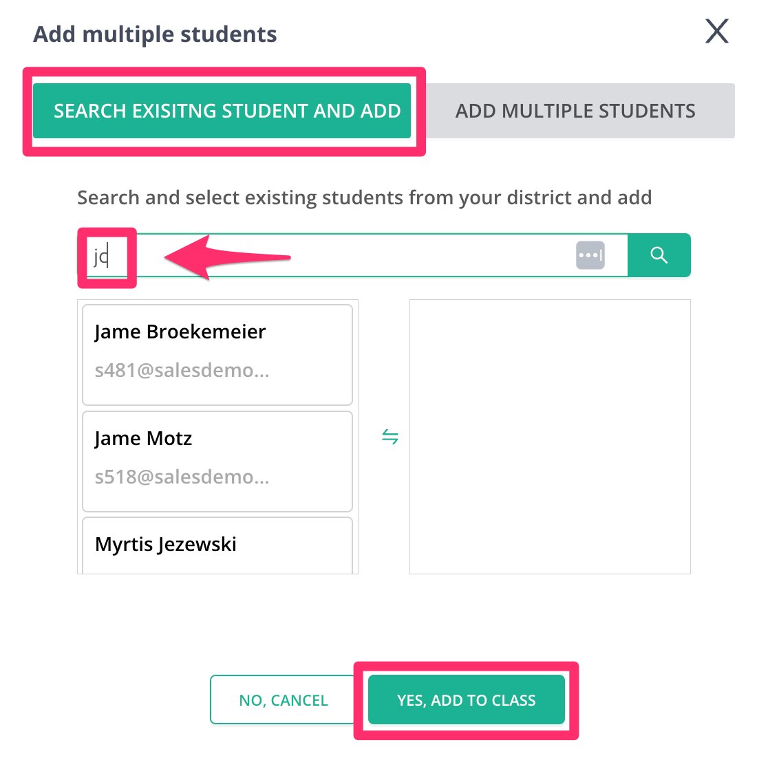 you will search for student emails here