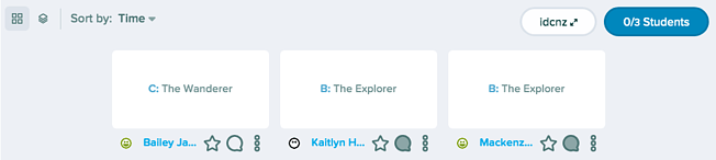 Feedback buttons shaped like talk bubbles shown under the slide response thumbnails.