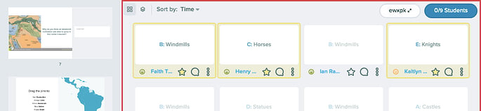 Dashboard, multiple choice, starred responses, zoomed