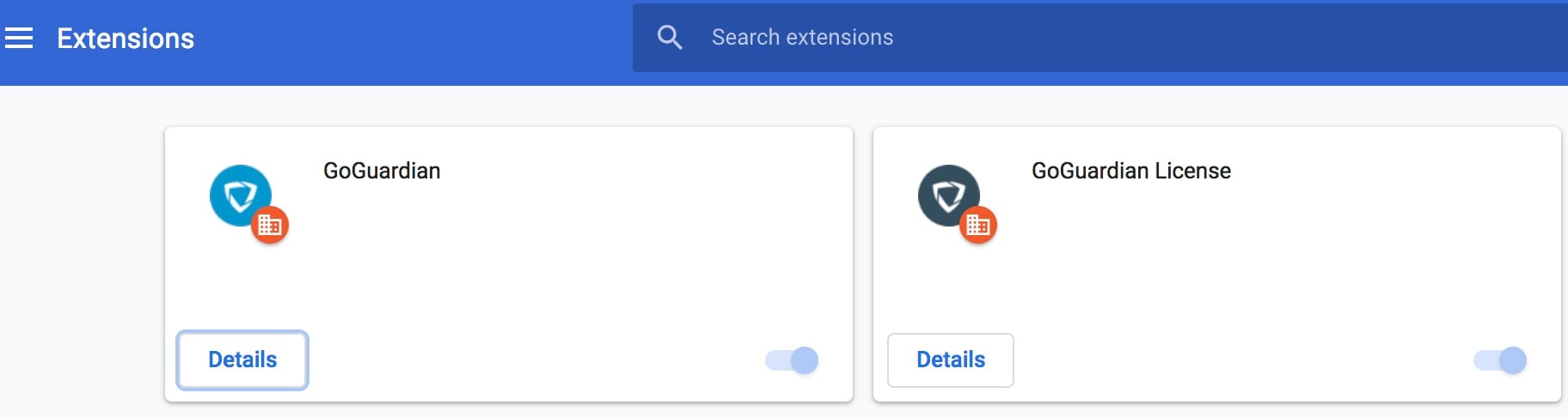 The GoGuardian License and Extension as seen in the Chrome://extensions page