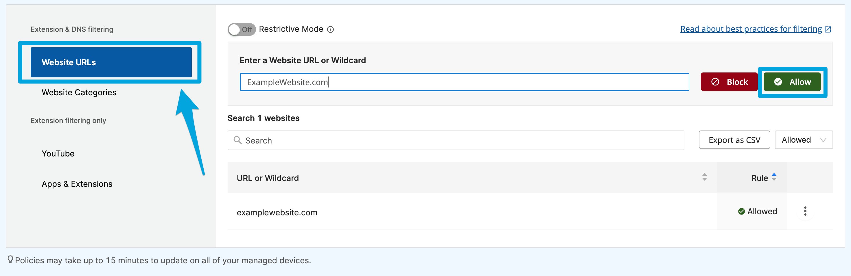 GoGuardian block page identifying an uncategorized website request
