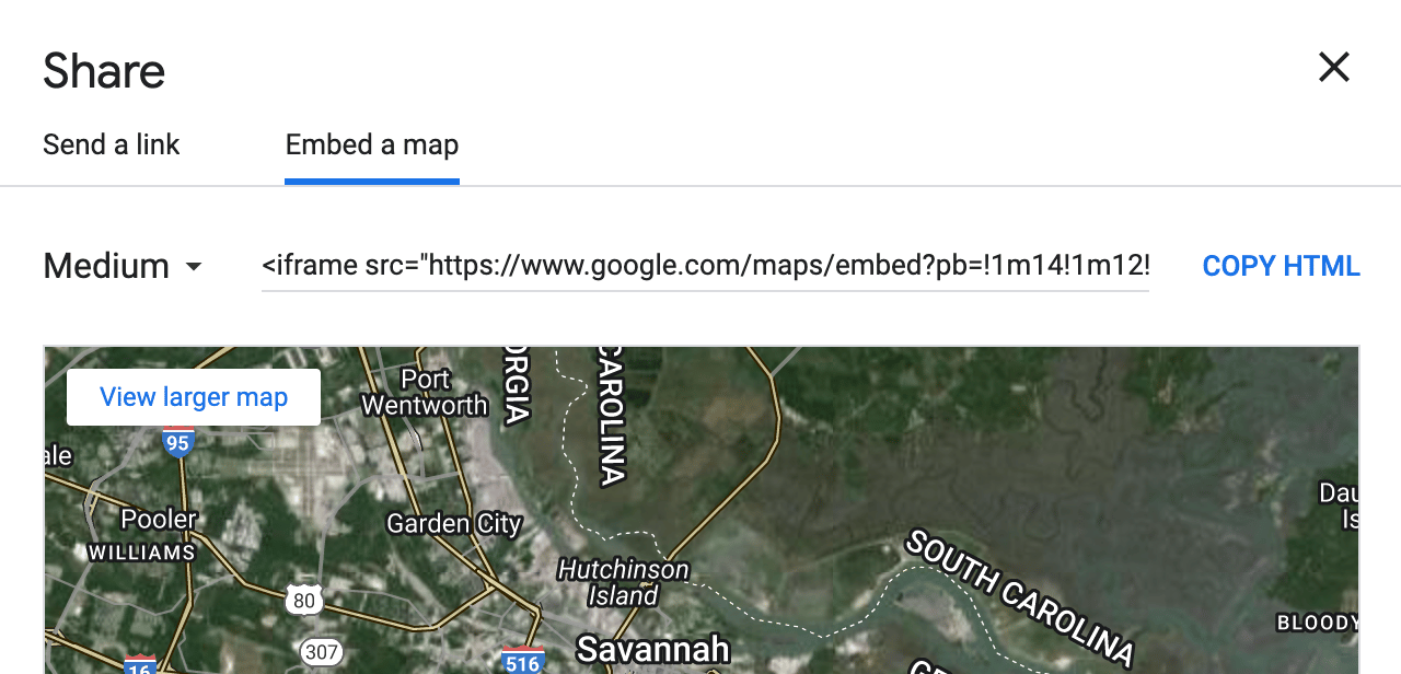 Google Maps embed link