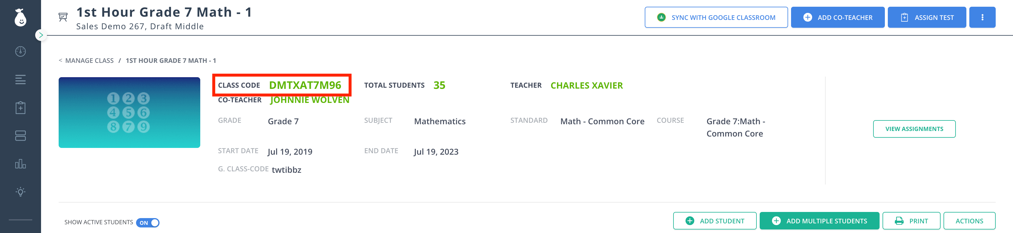 Add Students Using a Class Code