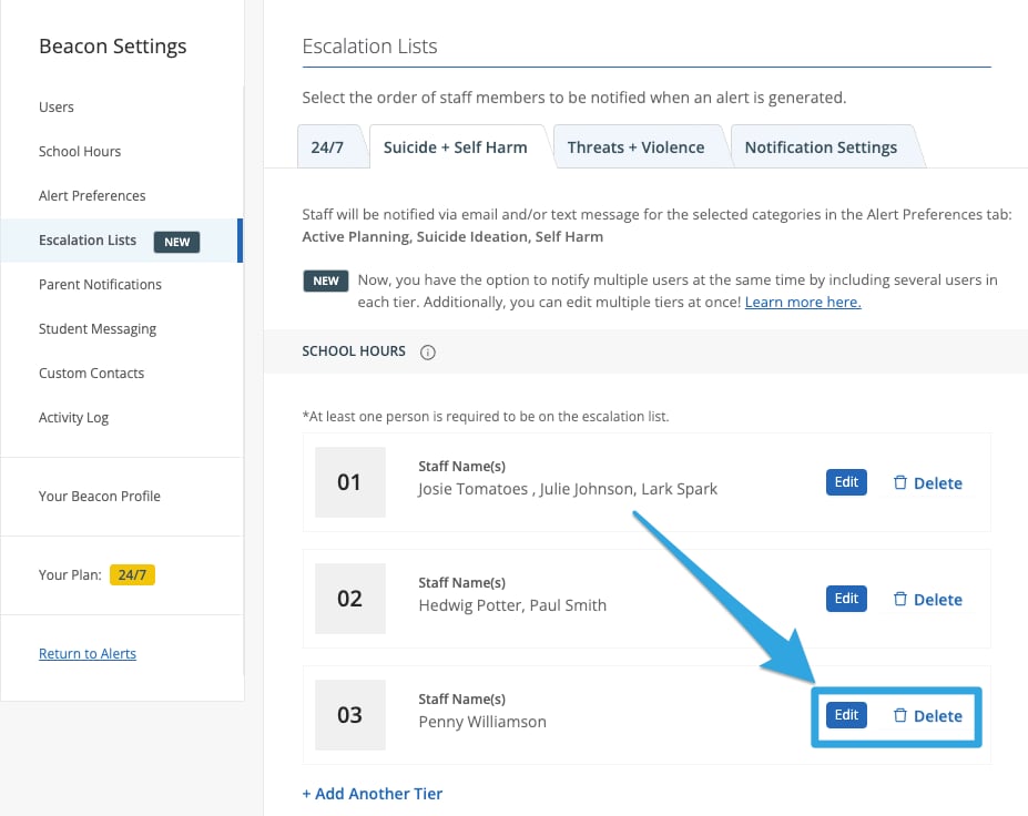 Remove a User from an Escalation List