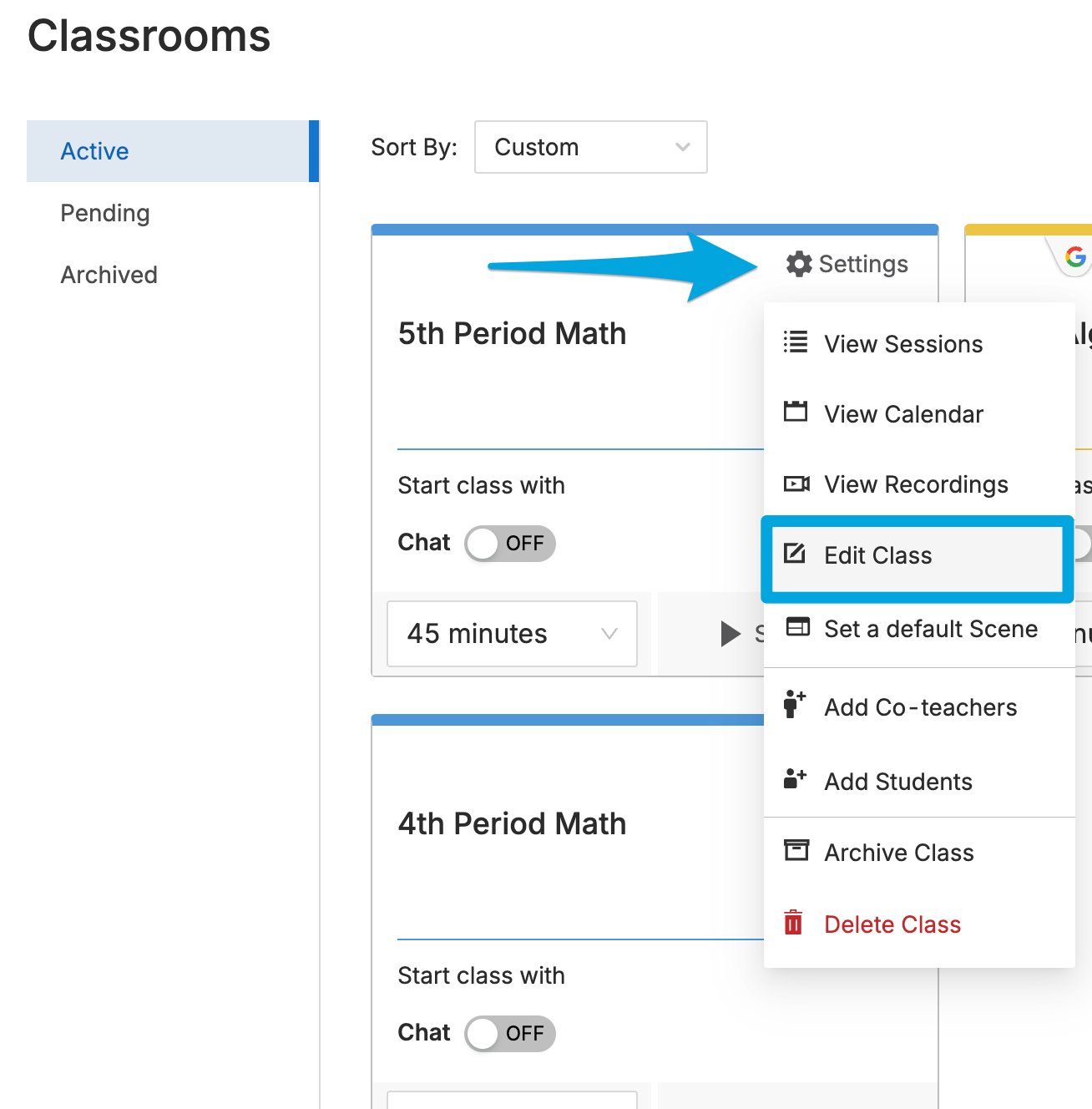 Edit Classroom Information