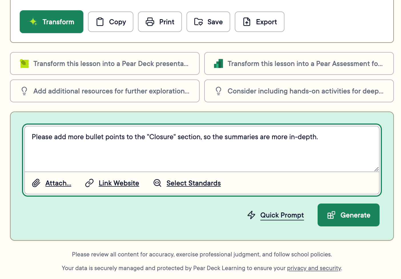 Generate changes on content.