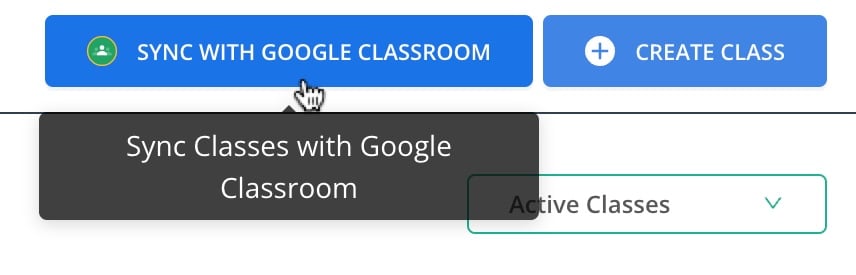 "Sync with Google Classroom" button in Manage Class.