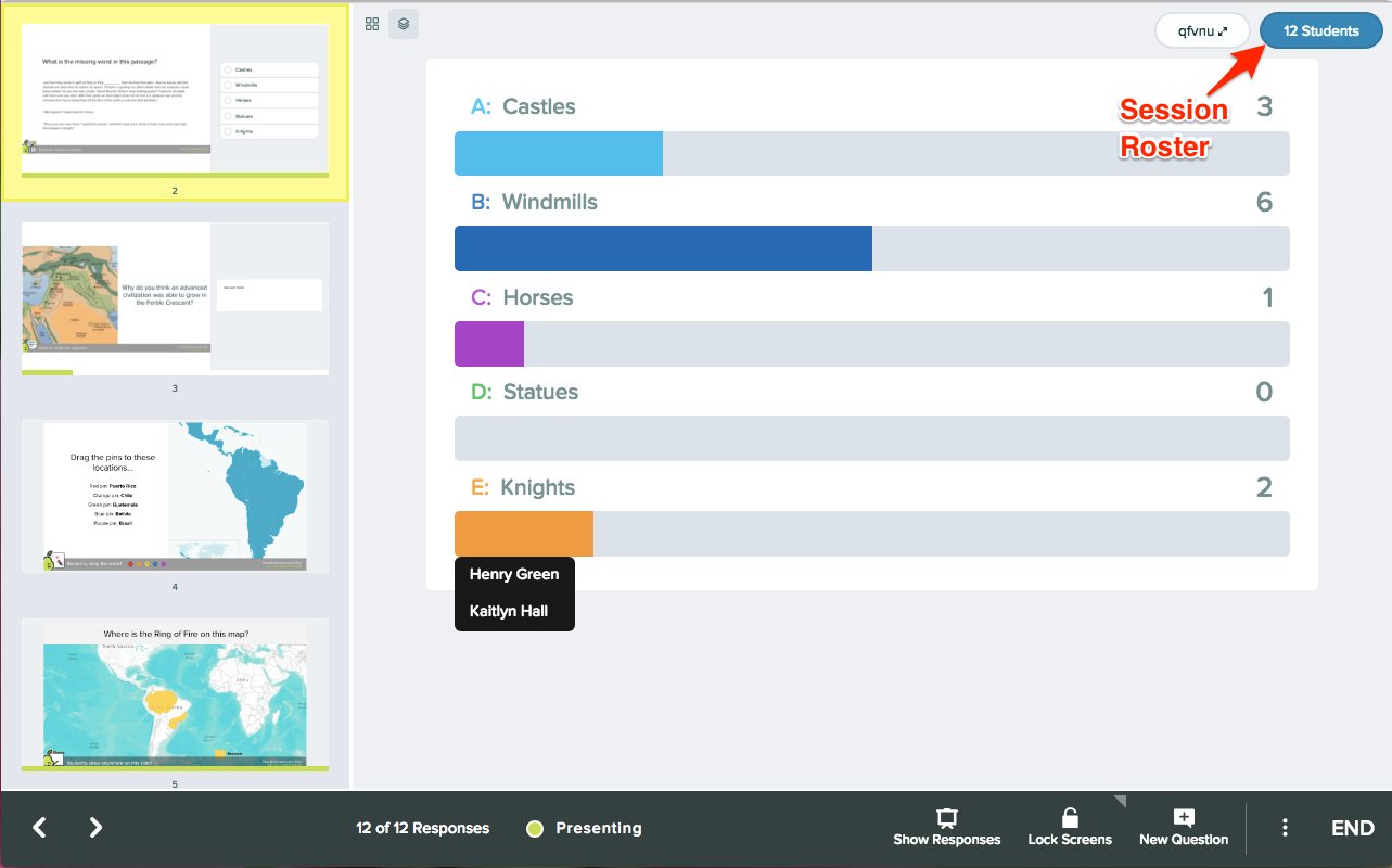 screenshot of teacher dashboard, highlighting where roster is