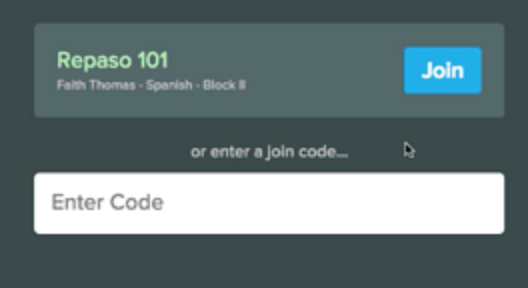 Student view of a Pear Deck join page showing a session they have been invited to join. Blue join button is…
